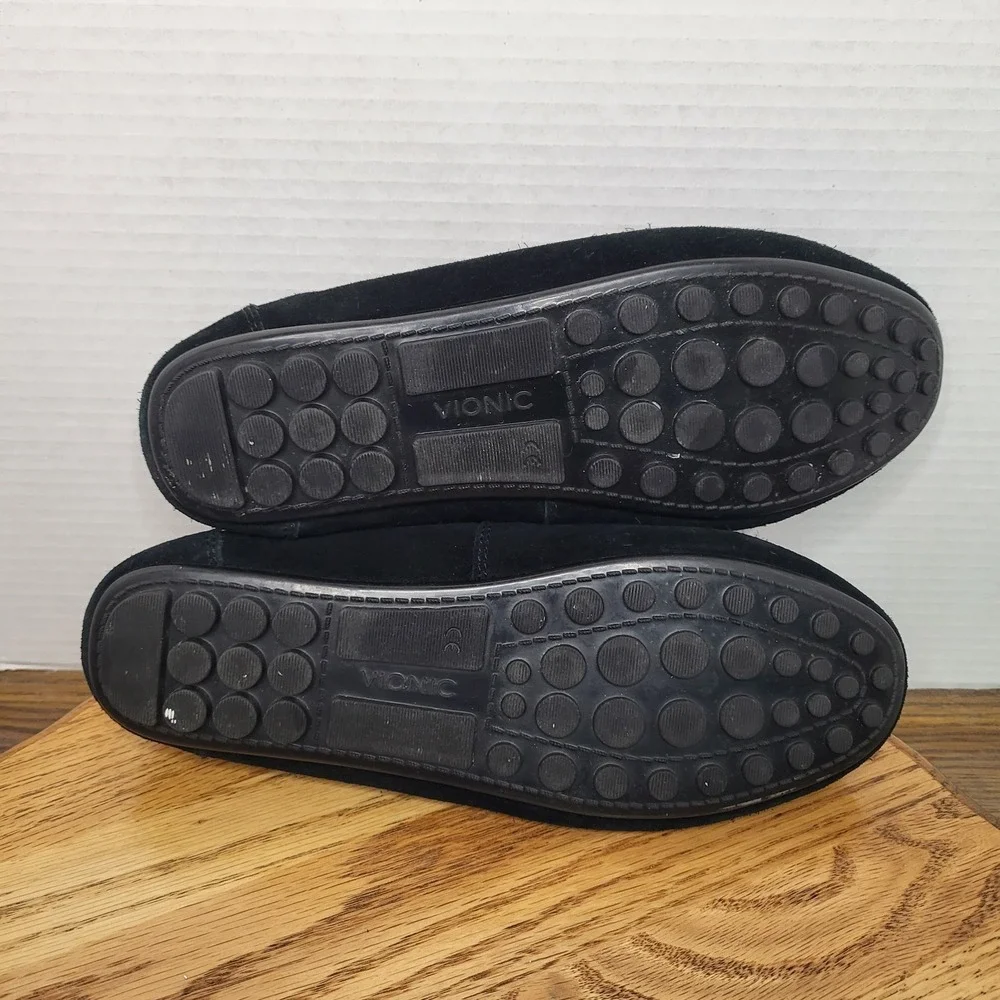 Vionic Virginia Black Suede Loafers Shoes Moccasins Orthapedic Flats‎ Women's 9